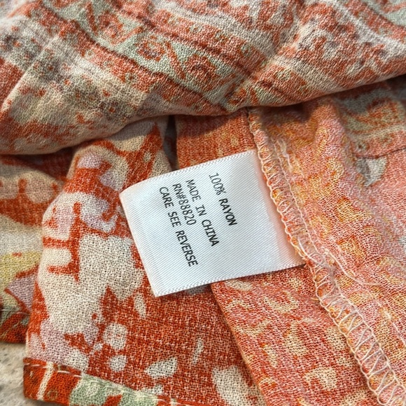 Rachel Zoe/Boho Keyhole Rayon Blouse Top Orange Yellow Sz Small - Picture 10 of 14